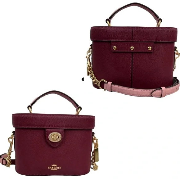 SOLD!! COACH Kay Crossbody With Glitter In Black Cherry Leather - Picture 4 of 14